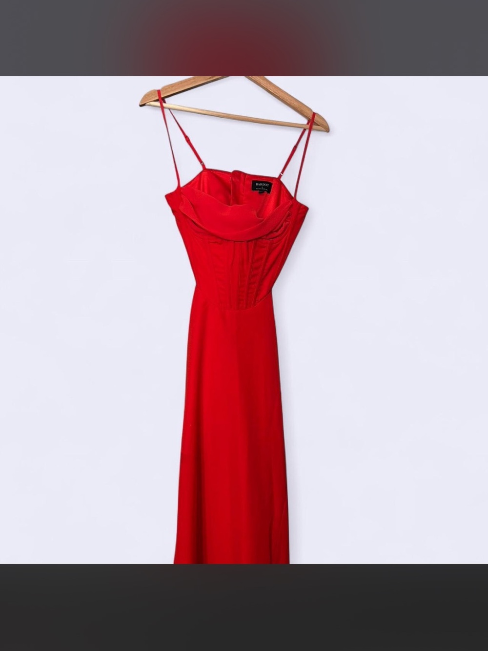Bardot Red Spaghetti-Strap Midi Dress - Picture 4 of 4